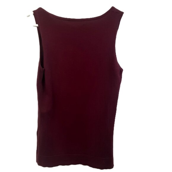 August Silk Womans Sleeveless Top SMALL Burgandy Silk Blend Pullover Career Fall - Picture 2 of 8